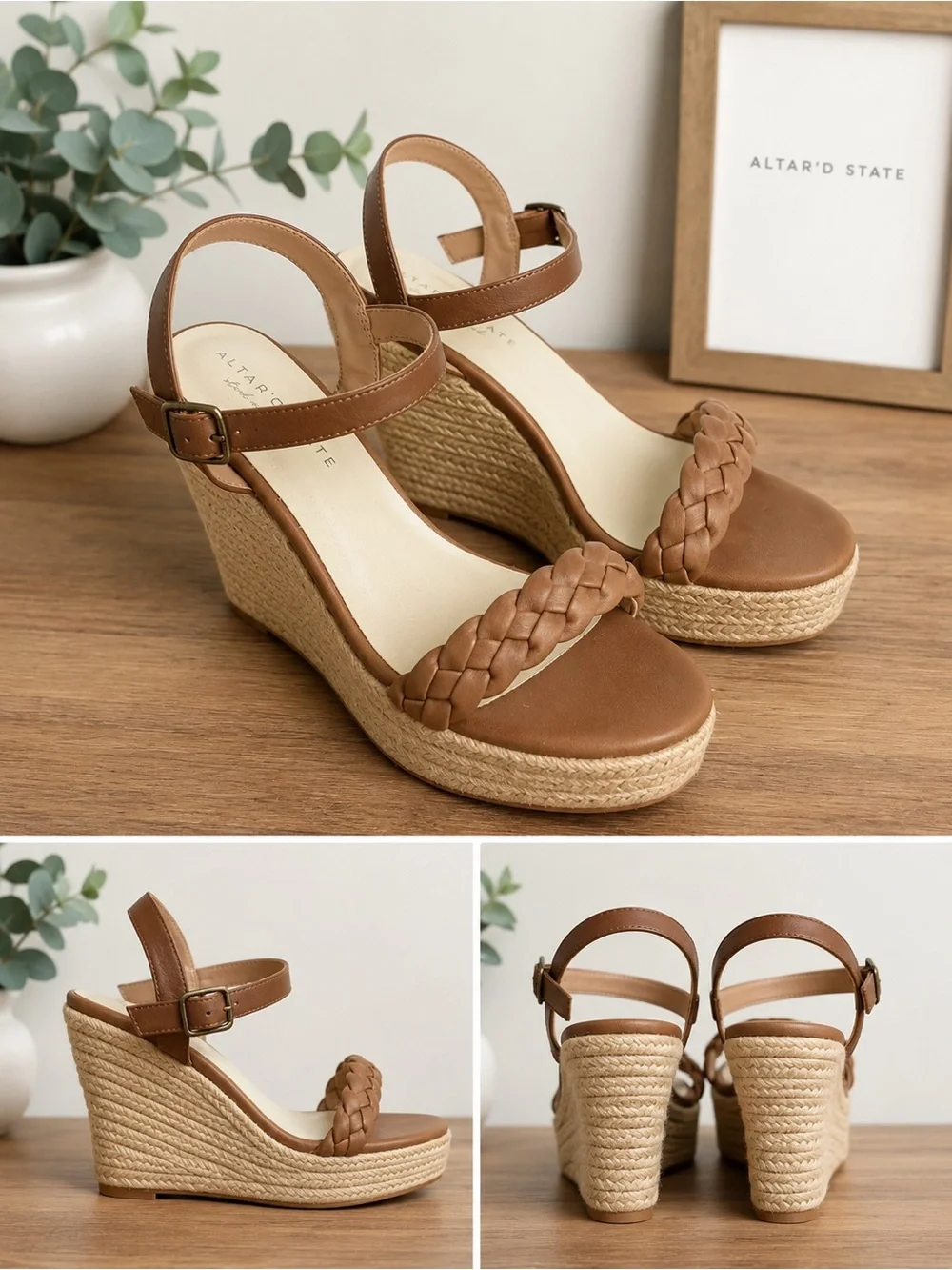 Altar’d State Braided Espadrille Wedge Sandals - Tan - Women’s Size 10